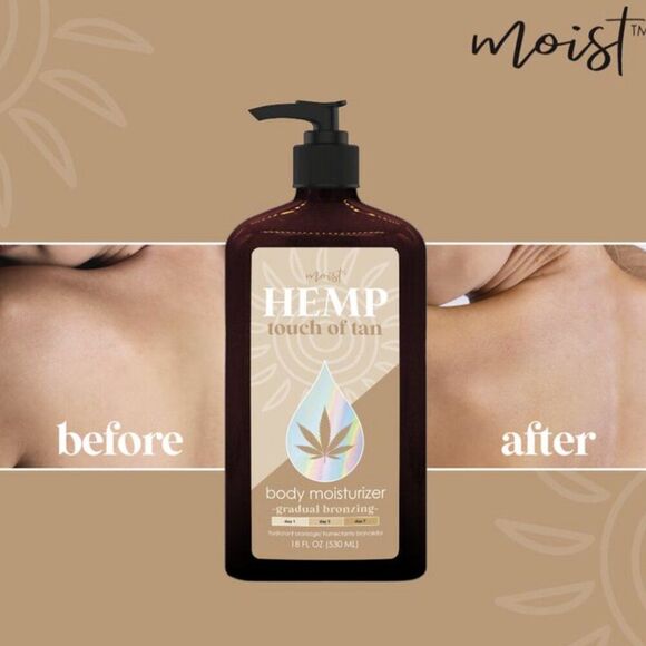 Moist Hemp Bronzing Moisturizer Self Tanner 18oz and Leopard Print Tanning Mitt - Picture 5 of 11